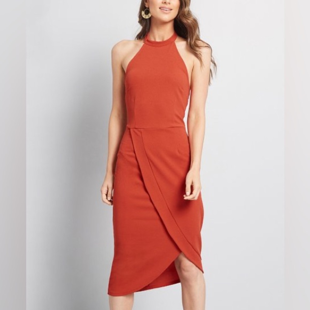 Orange mod cloth halter dress